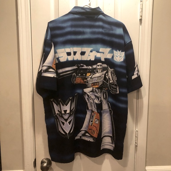 Vintage Y2K Transformers button up Allover print / bowling style Shirt - Picture 2 of 8